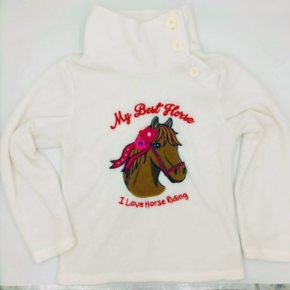 C&A Horse Embroidered Velour Soft Warm Pullover 7 - Picture 1 of 6